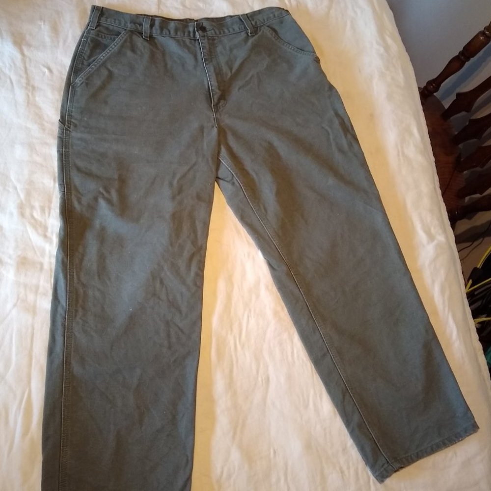 Carhartt Dungaree Work Pants, Olive, Size 38x30